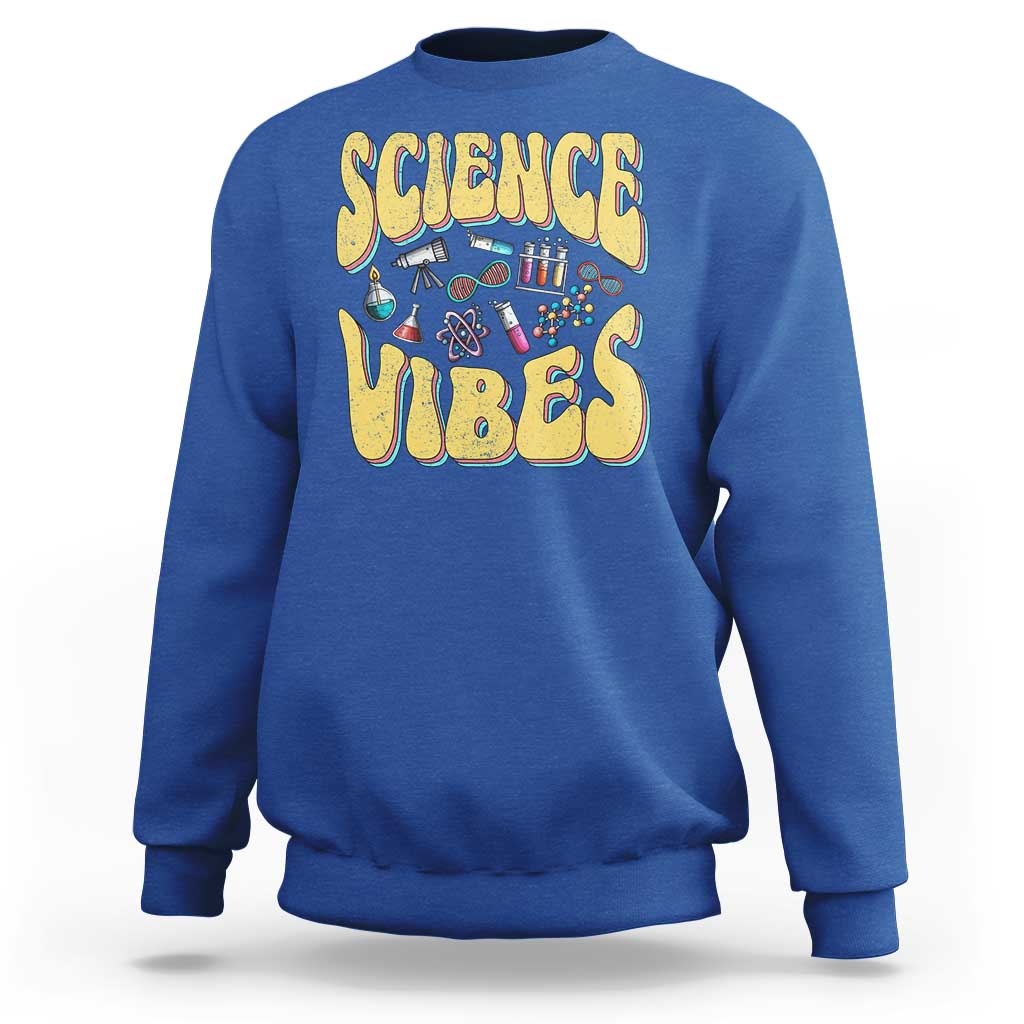 Science Vibes Back To School Retro Groovy Teacher Sweatshirt - Wonder Print Shop