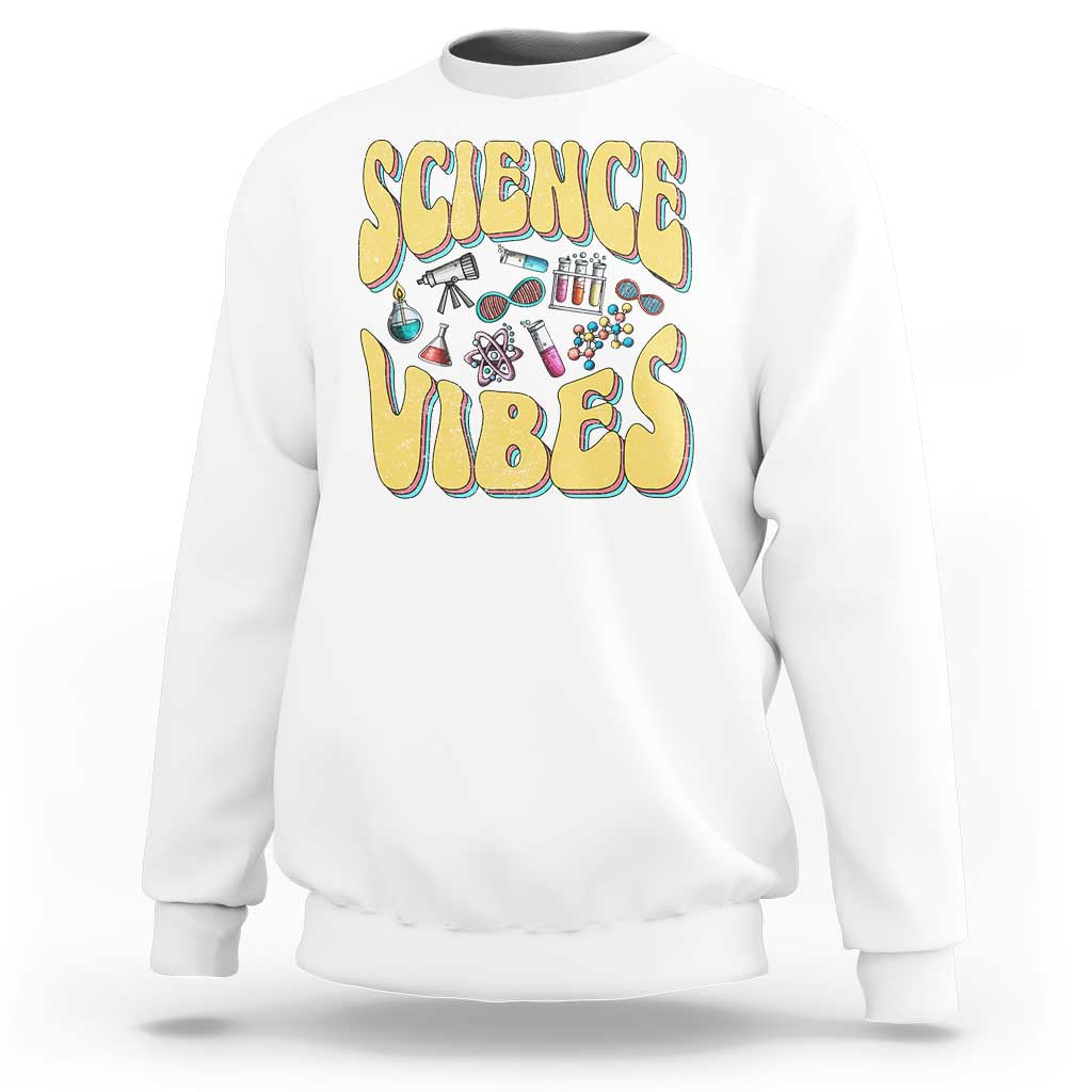 Science Vibes Back To School Retro Groovy Teacher Sweatshirt - Wonder Print Shop