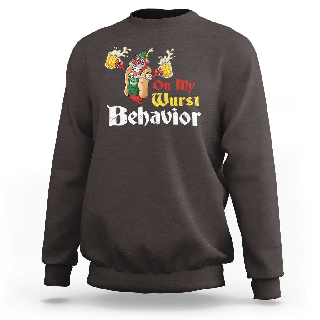 Oktoberfest Sweatshirt On My Wurst Behavior German Beer Sausage - Wonder Print Shop