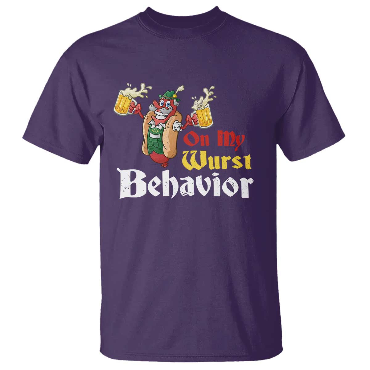 Oktoberfest T Shirt On My Wurst Behavior German Beer Sausage - Wonder Print Shop
