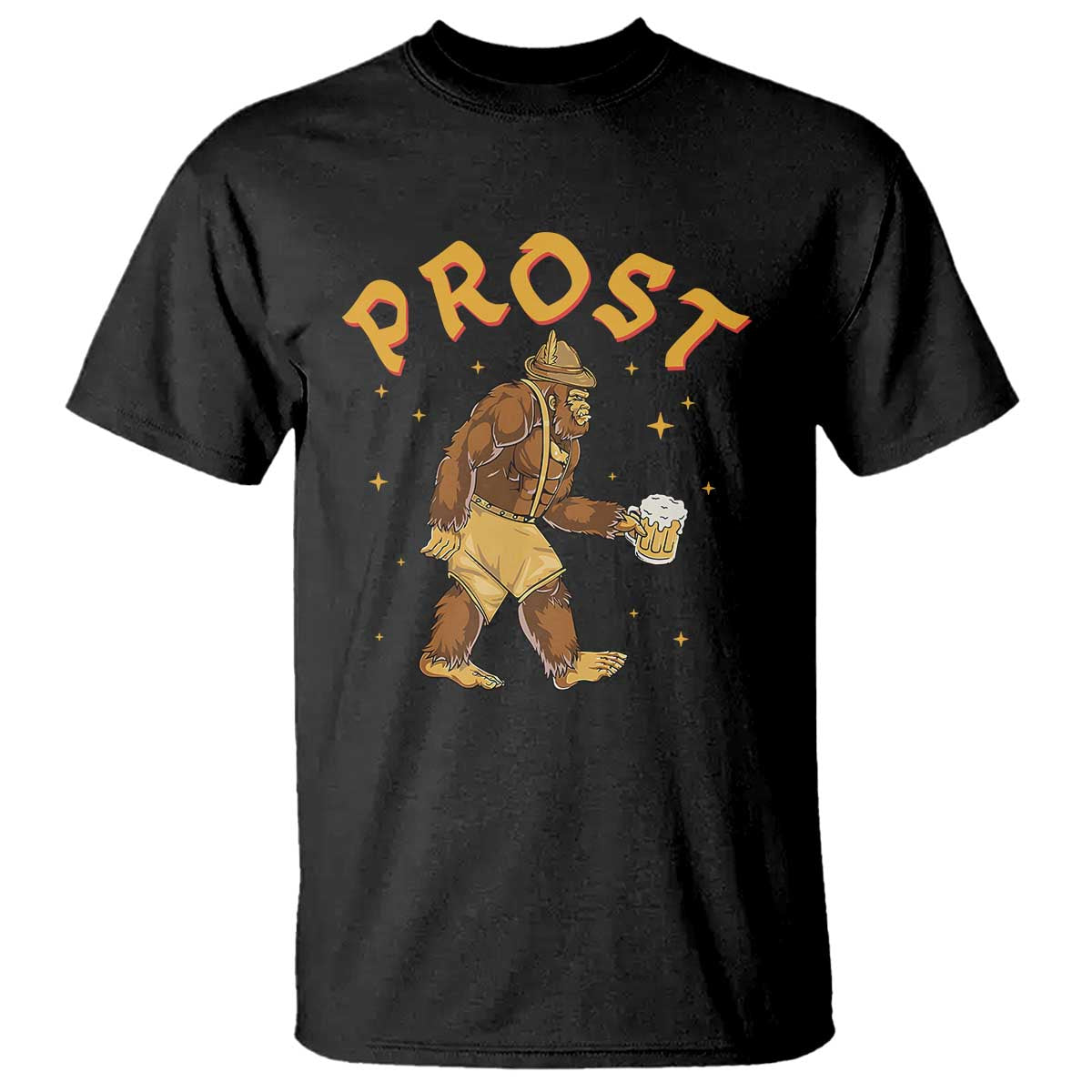 Oktoberfest Prost Bigfoot Lederhosen German Beer T Shirt - Wonder Print Shop