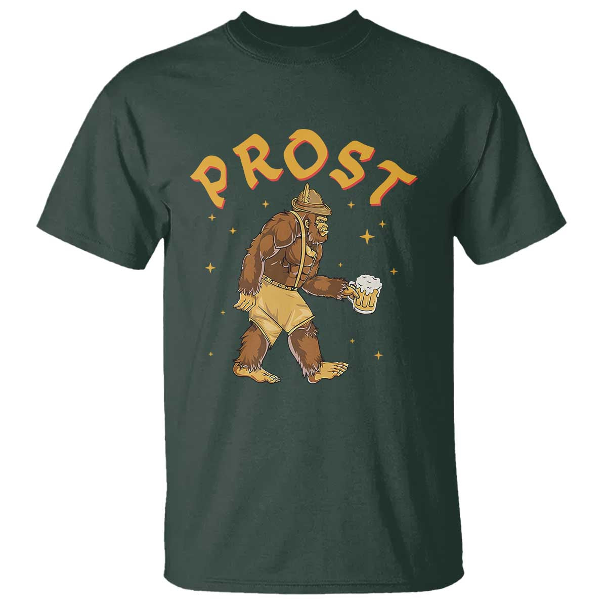 Oktoberfest Prost Bigfoot Lederhosen German Beer T Shirt - Wonder Print Shop