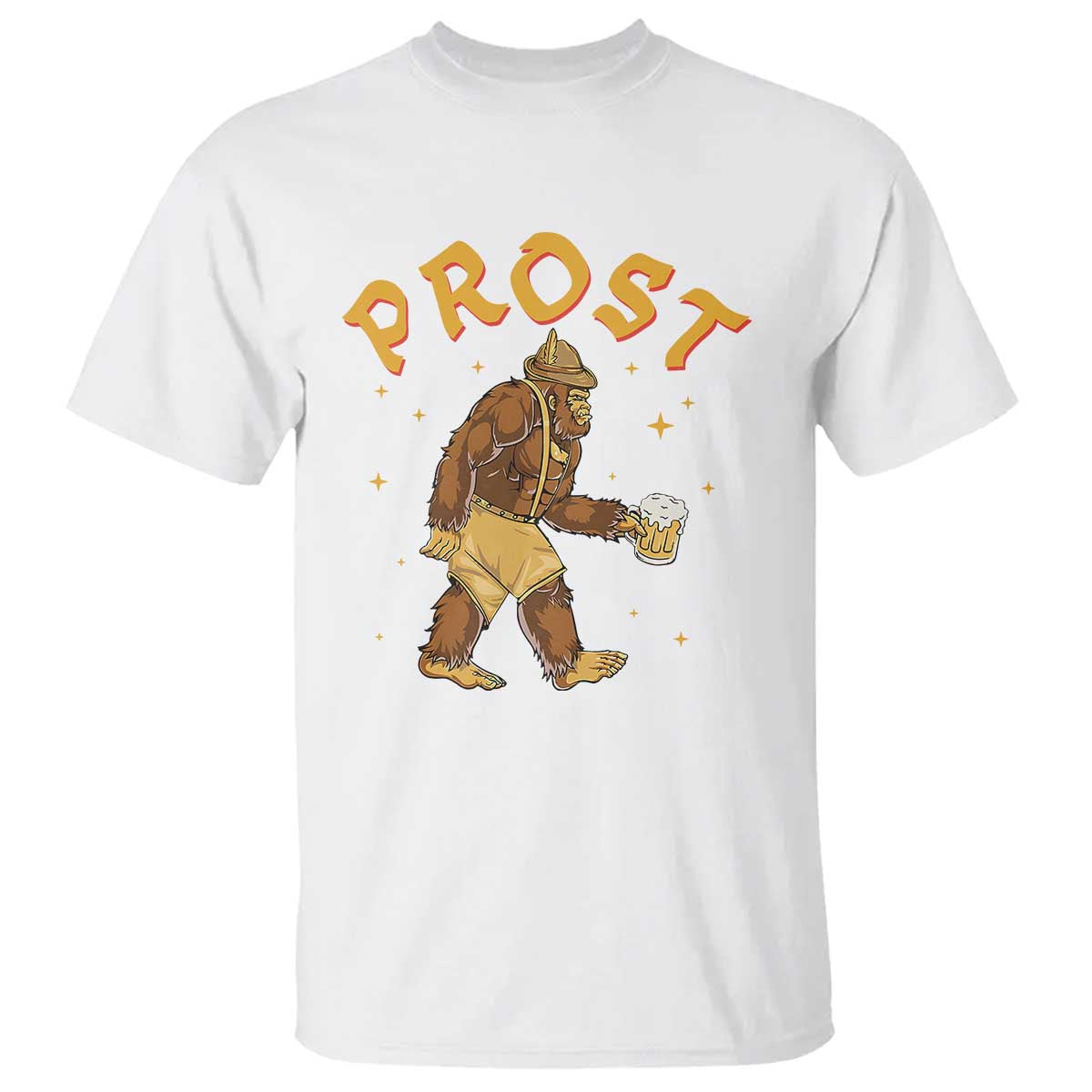 Oktoberfest Prost Bigfoot Lederhosen German Beer T Shirt - Wonder Print Shop