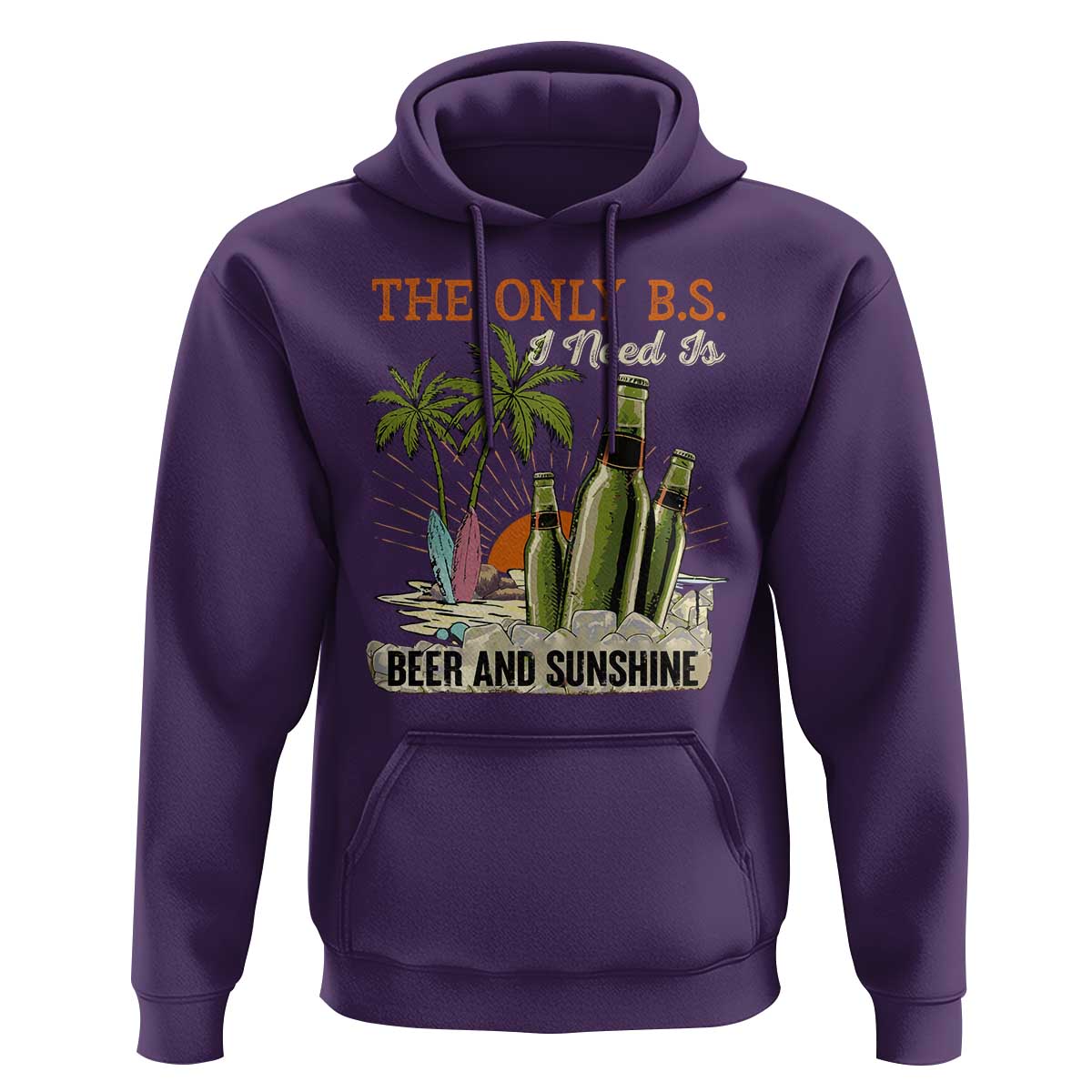Funny Beer Lover Hoodie The Only B.S. I Need Is Beer And Sunshine - Wonder Print Shop