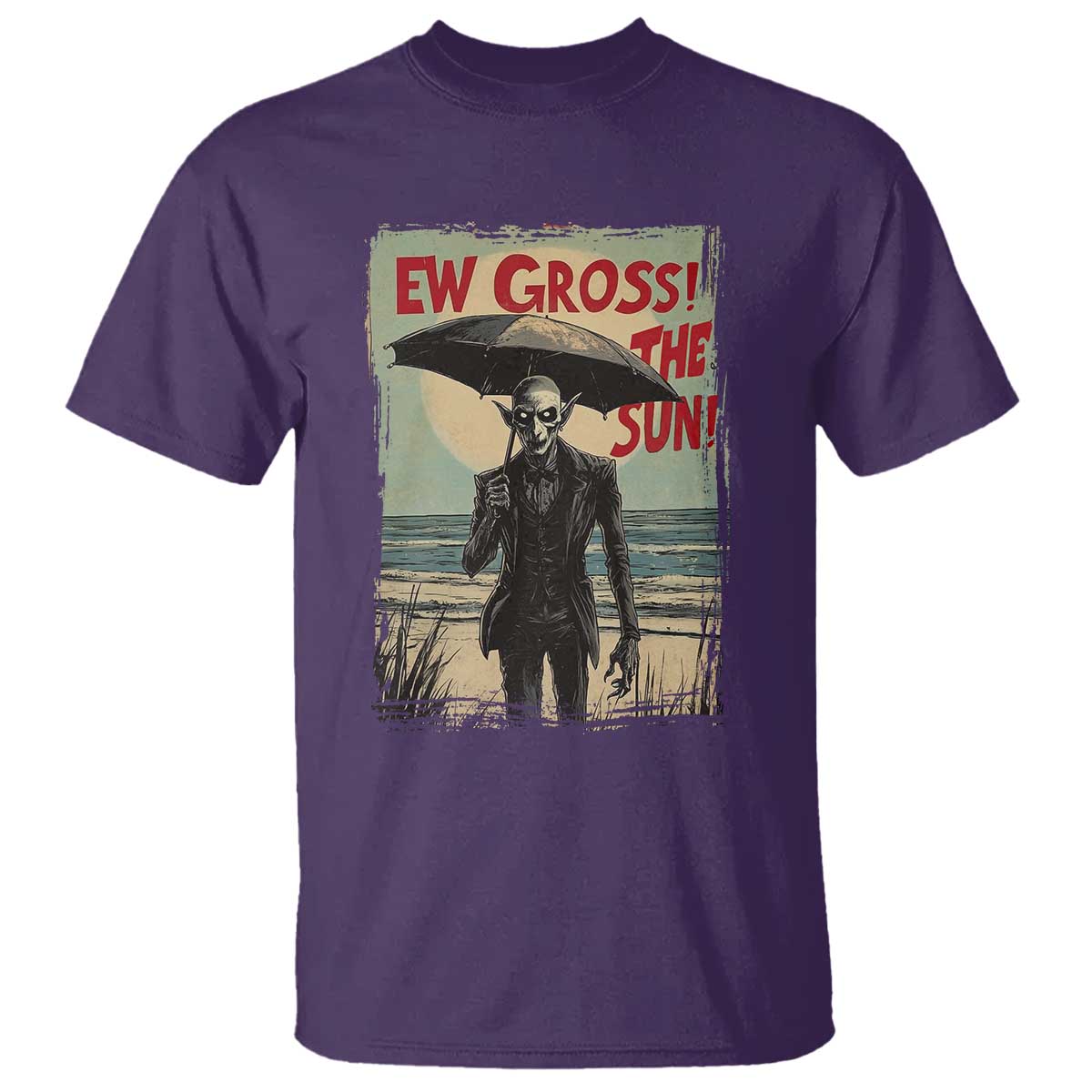 Funny Vampire T Shirt Ew Gross The Sun Sunny Beach Trip Halloween - Wonder Print Shop