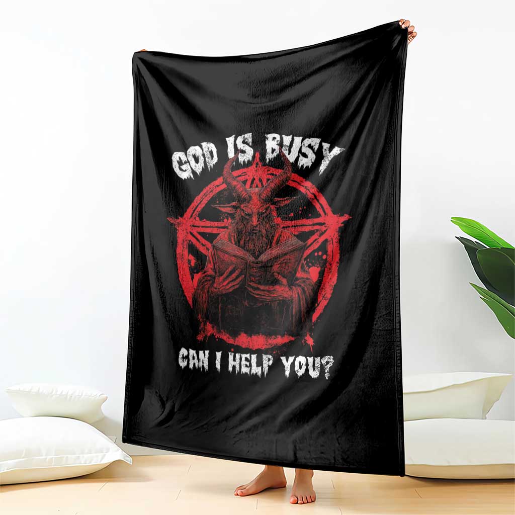 Satan Throw Blanket God Is Busy Can I Help You Baphomet Satanic Goat - Wonder Print Shop