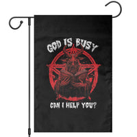 Satan Garden Flag God Is Busy Can I Help You Baphomet Satanic Goat - Wonder Print Shop