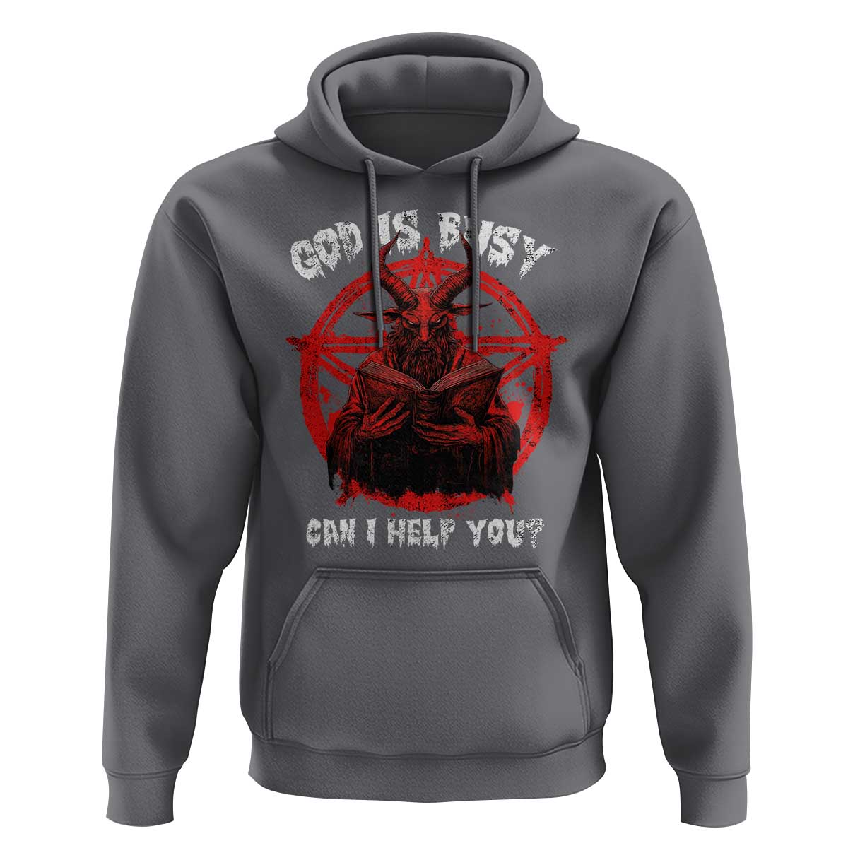 Satan Hoodie God Is Busy Can I Help You Baphomet Satanic Goat