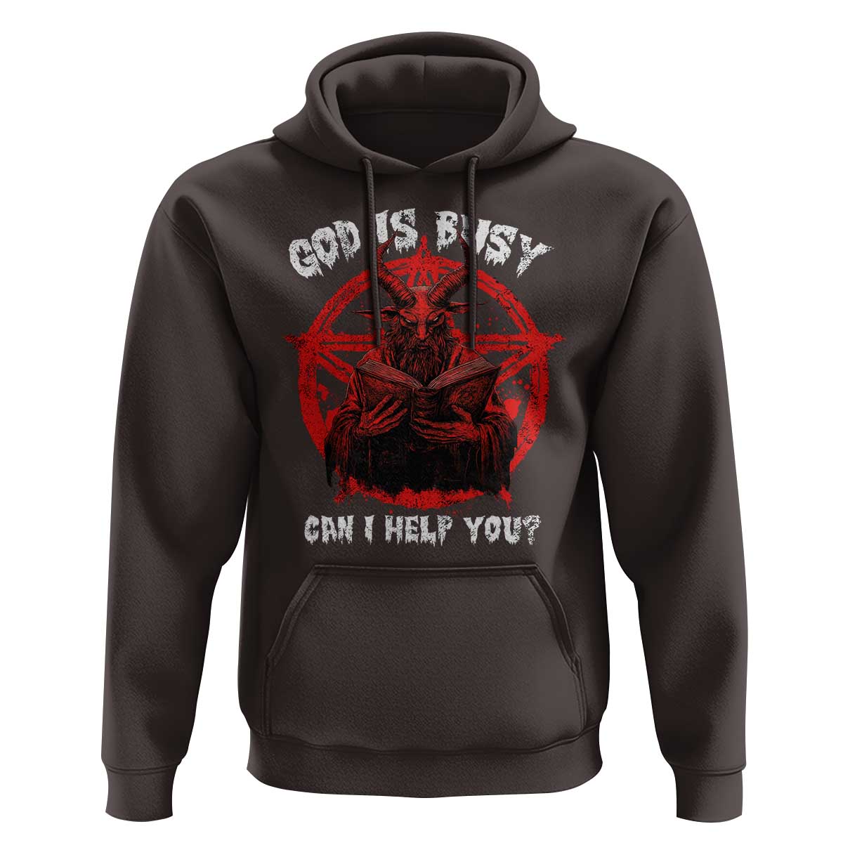 Satan Hoodie God Is Busy Can I Help You Baphomet Satanic Goat