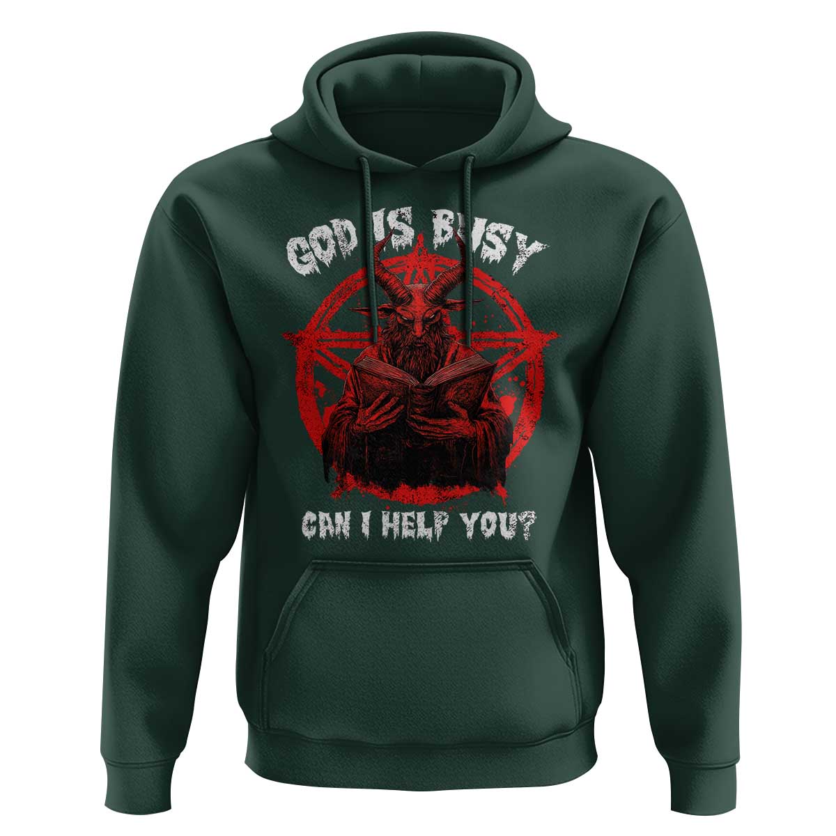Satan Hoodie God Is Busy Can I Help You Baphomet Satanic Goat