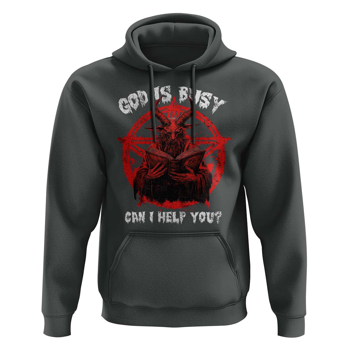 Satan Hoodie God Is Busy Can I Help You Baphomet Satanic Goat