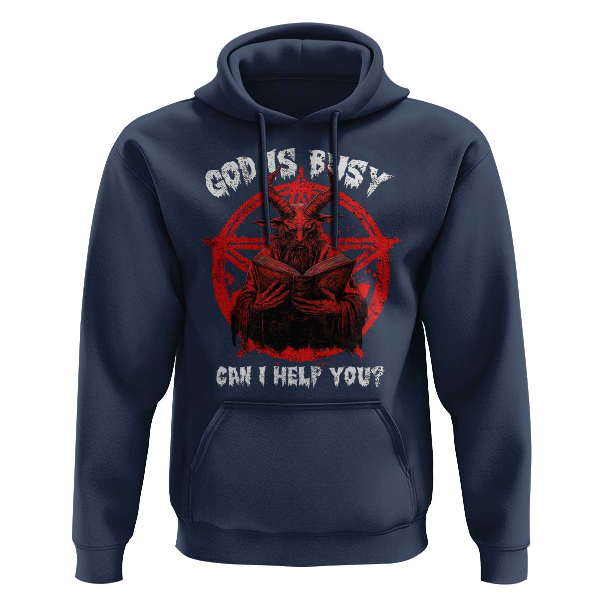 Satan Hoodie God Is Busy Can I Help You Baphomet Satanic Goat