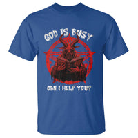 Satan T Shirt God Is Busy Can I Help You Baphomet Satanic Goat - Wonder Print Shop