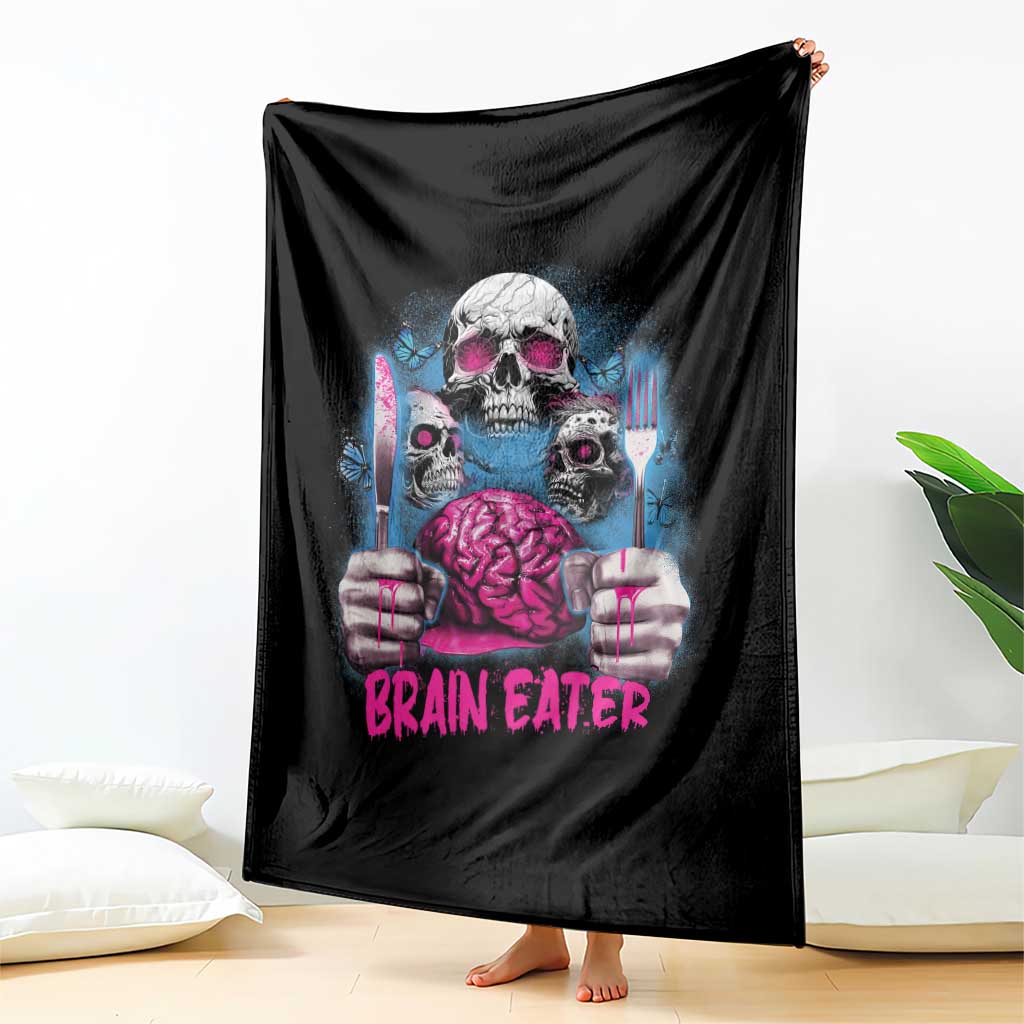 Horror Zombie Throw Blanket Braineater Eat Brain Scary Creepy Halloween - Wonder Print Shop