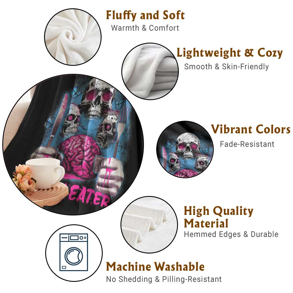 Horror Zombie Throw Blanket Braineater Eat Brain Scary Creepy Halloween - Wonder Print Shop