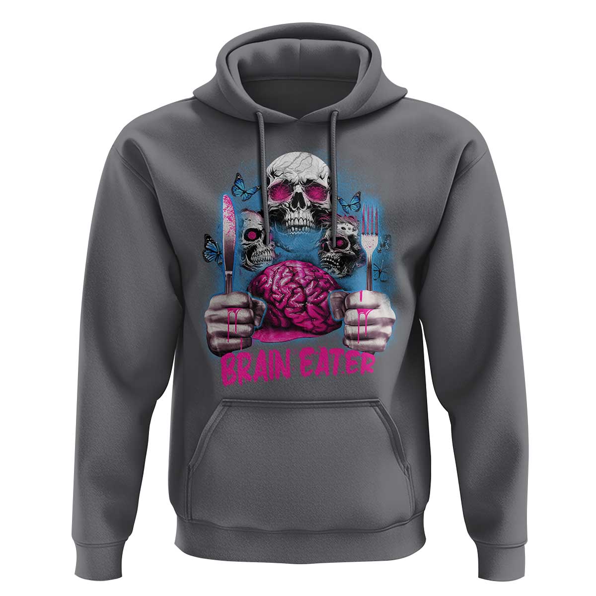 Horror Zombie Hoodie Braineater Eat Brain Scary Creepy Halloween