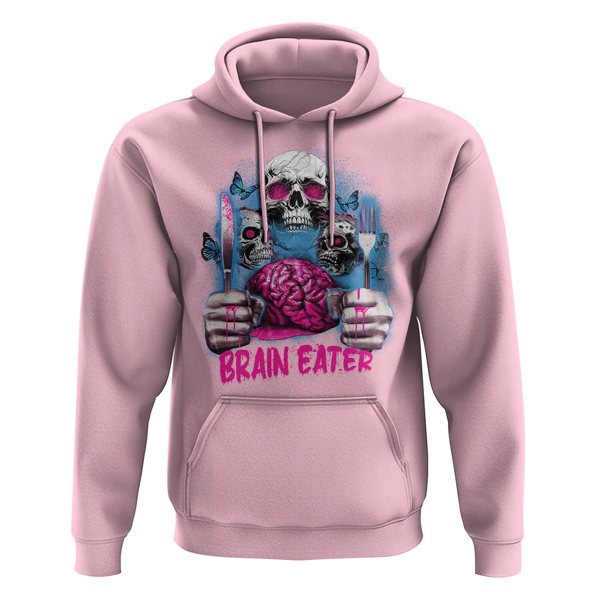 Horror Zombie Hoodie Braineater Eat Brain Scary Creepy Halloween