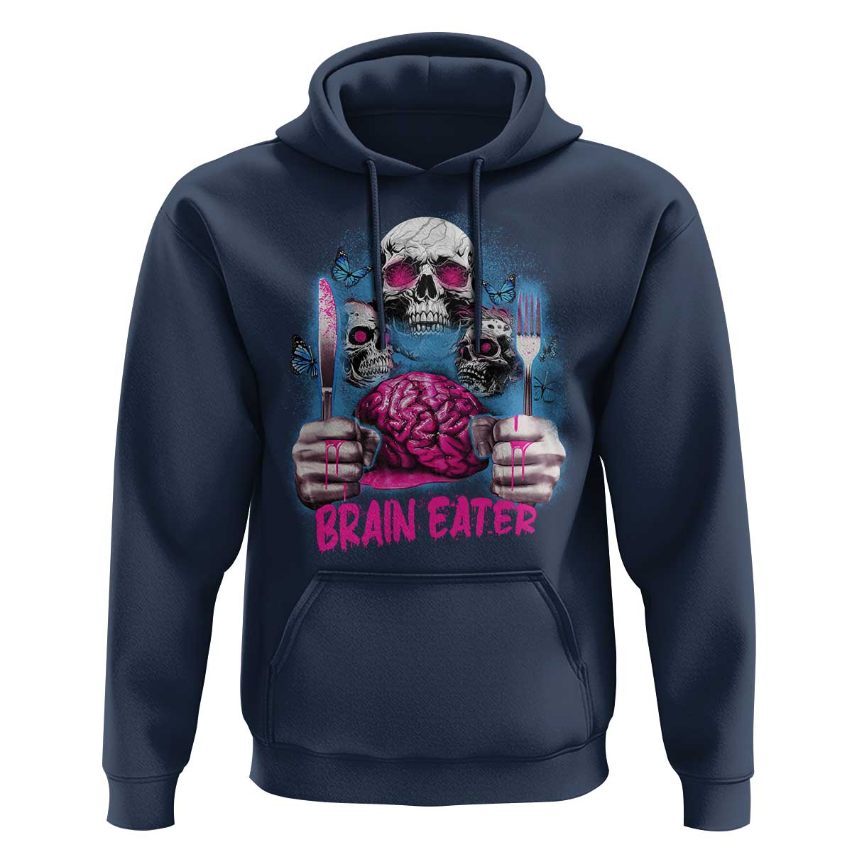 Horror Zombie Hoodie Braineater Eat Brain Scary Creepy Halloween