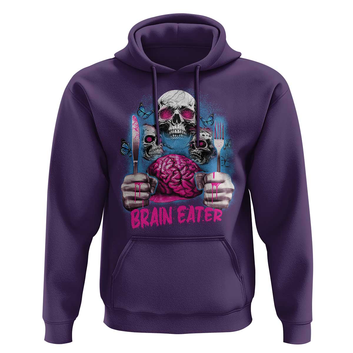 Horror Zombie Hoodie Braineater Eat Brain Scary Creepy Halloween