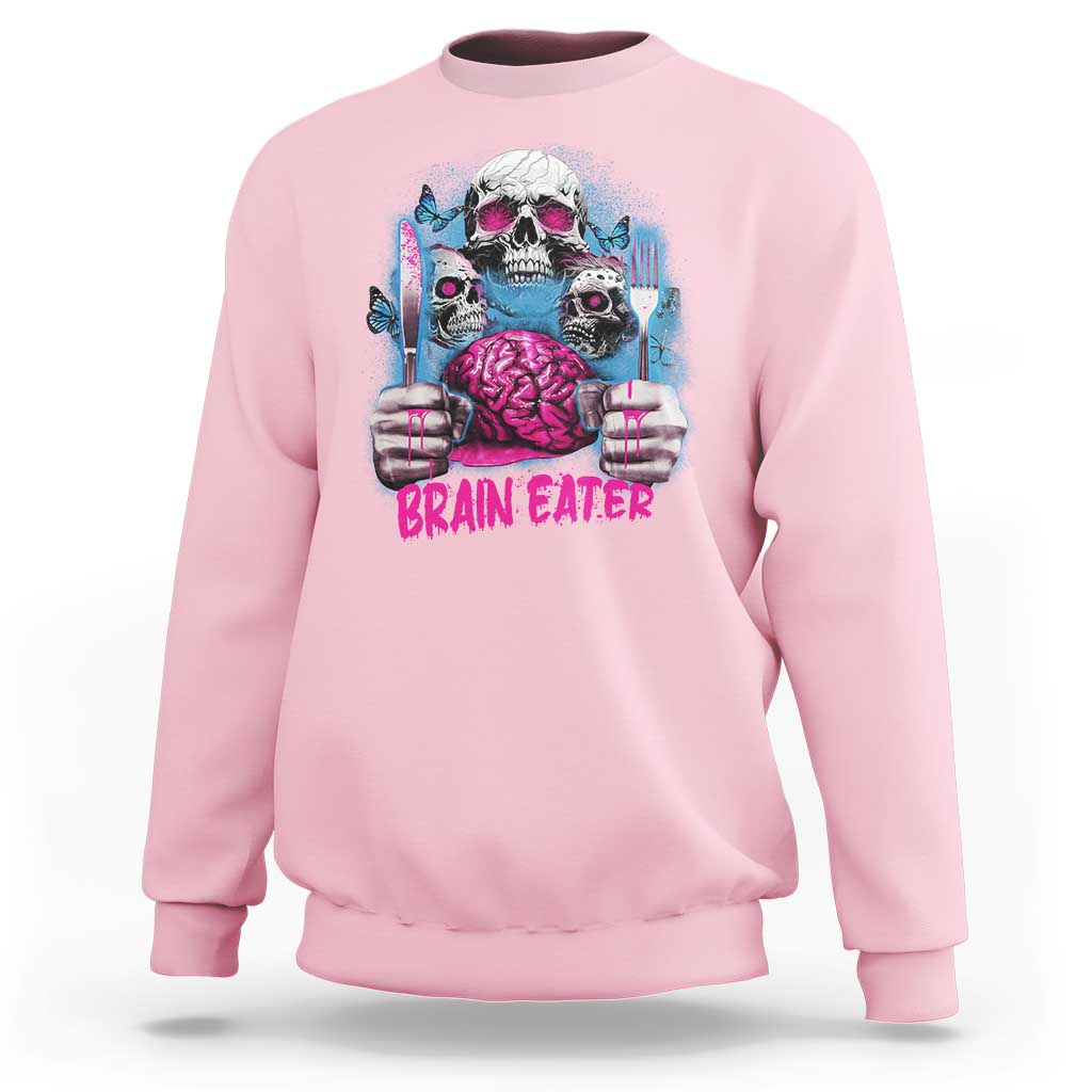 Horror Zombie Sweatshirt Braineater Eat Brain Scary Creepy Halloween - Wonder Print Shop