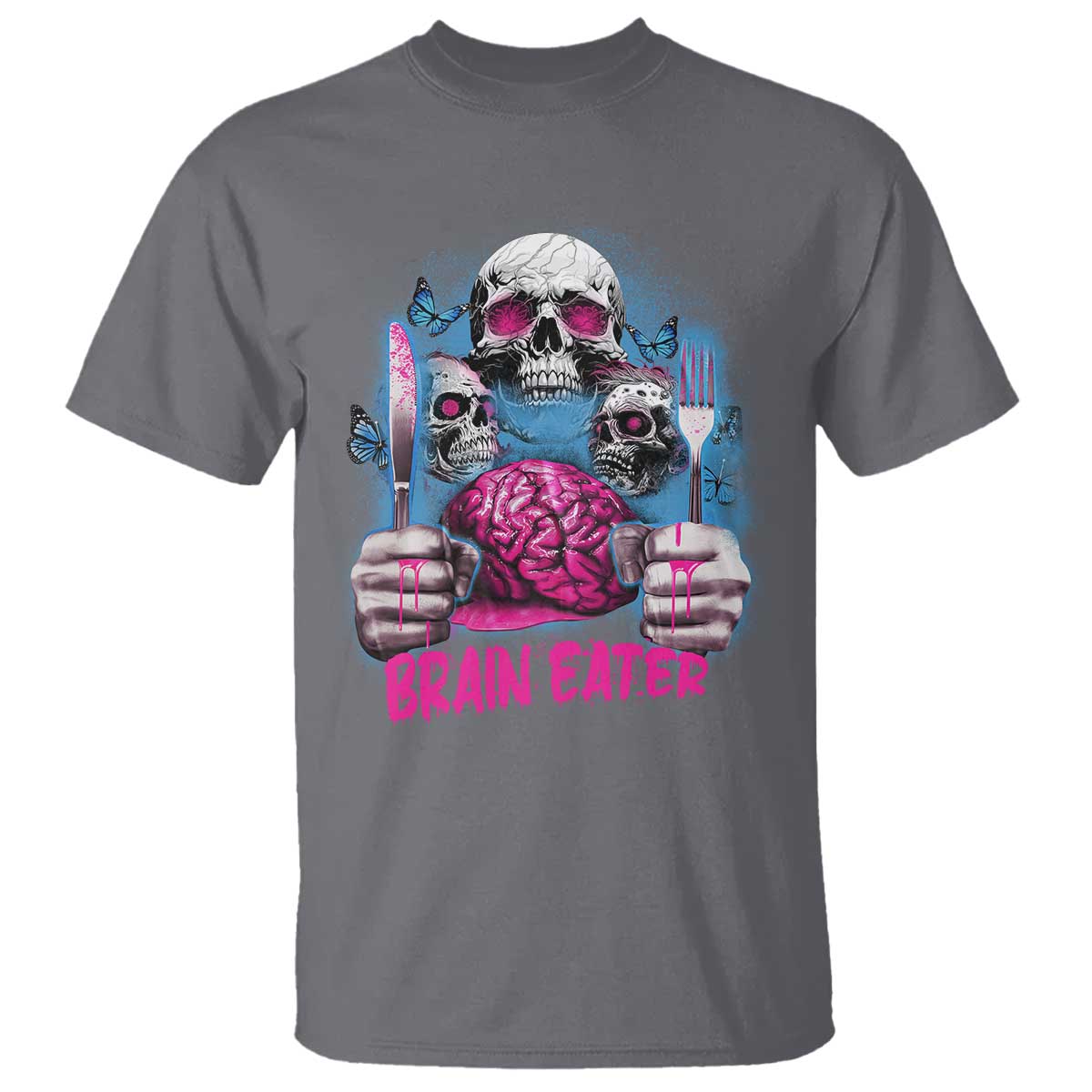 Horror Zombie T Shirt Braineater Eat Brain Scary Creepy Halloween - Wonder Print Shop