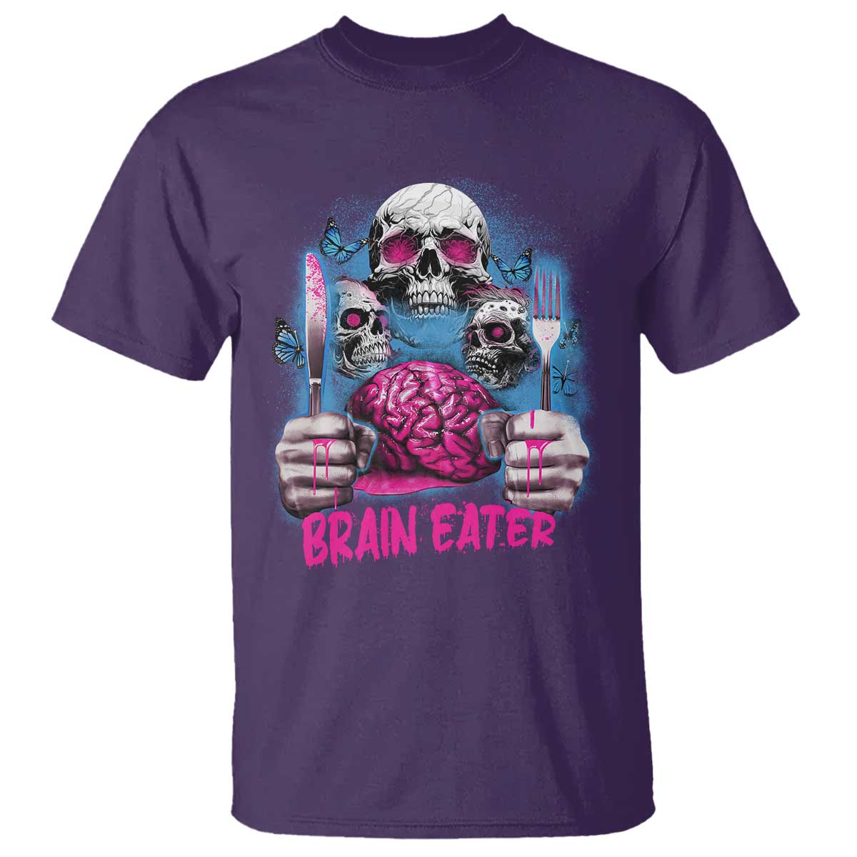 Horror Zombie T Shirt Braineater Eat Brain Scary Creepy Halloween - Wonder Print Shop