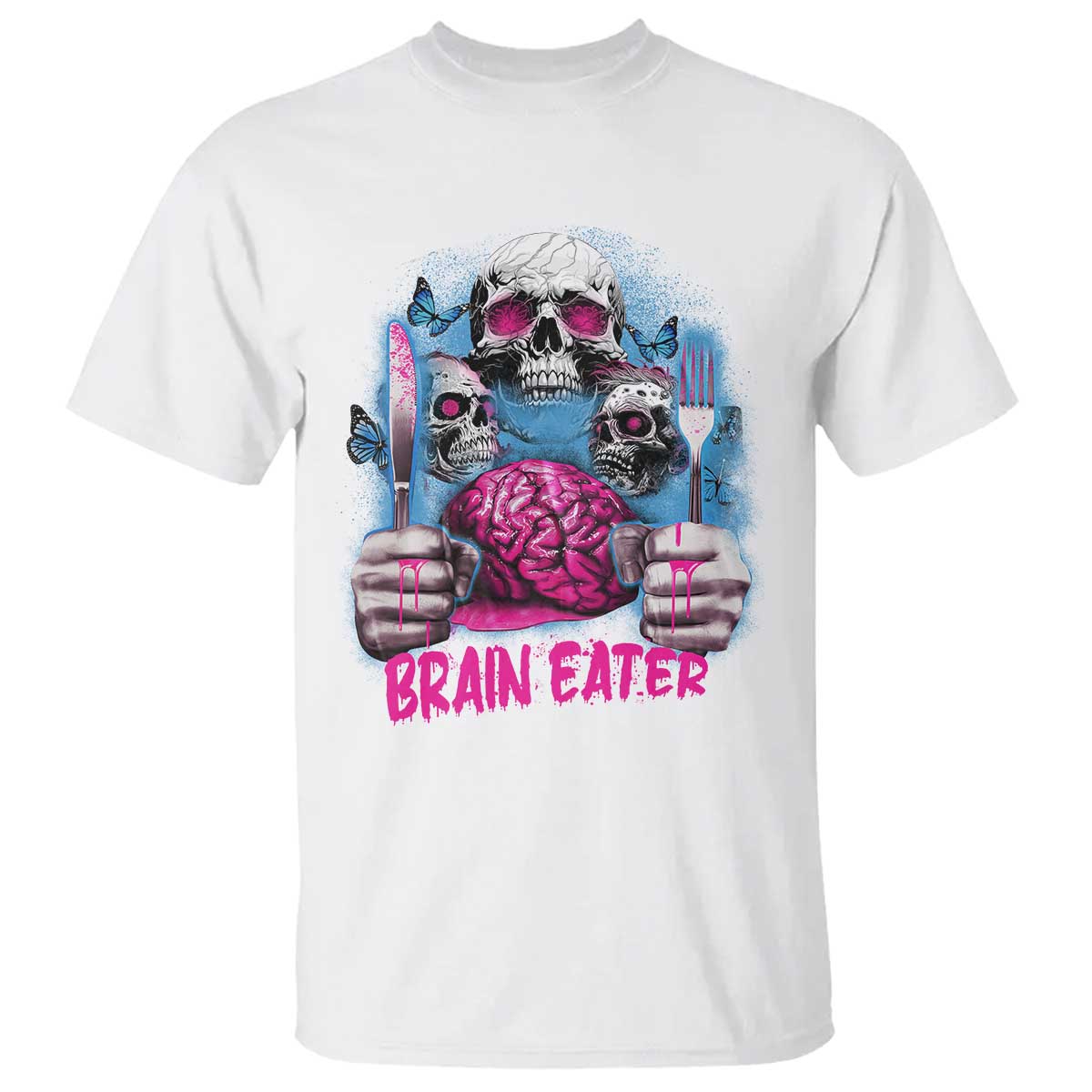 Horror Zombie T Shirt Braineater Eat Brain Scary Creepy Halloween - Wonder Print Shop