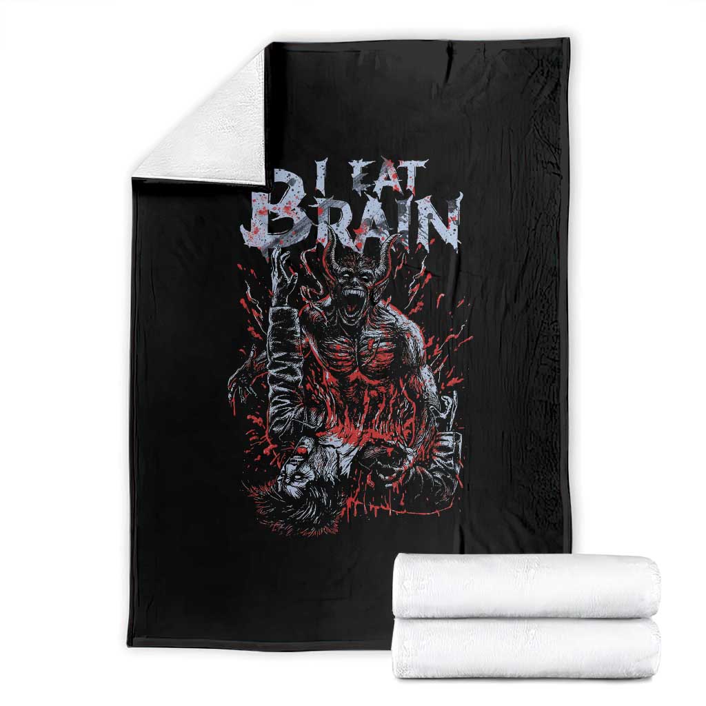 Horror Halloween Throw Blanket Braineater Eat Brain Scary Satan Demon - Wonder Print Shop