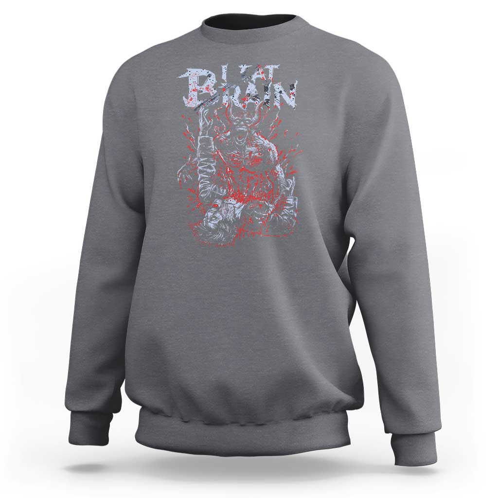 Horror Halloween Sweatshirt Braineater Eat Brain Scary Satan Demon - Wonder Print Shop