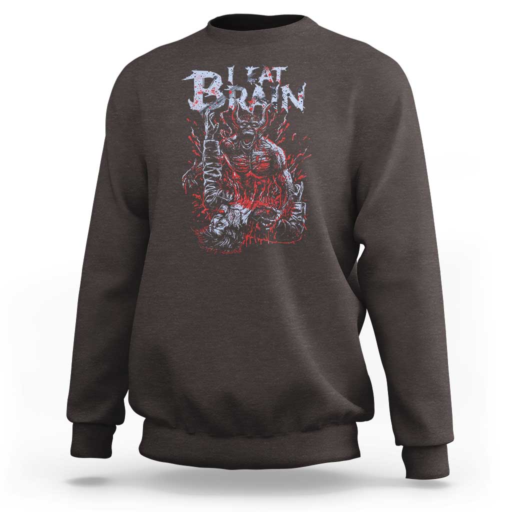 Horror Halloween Sweatshirt Braineater Eat Brain Scary Satan Demon - Wonder Print Shop