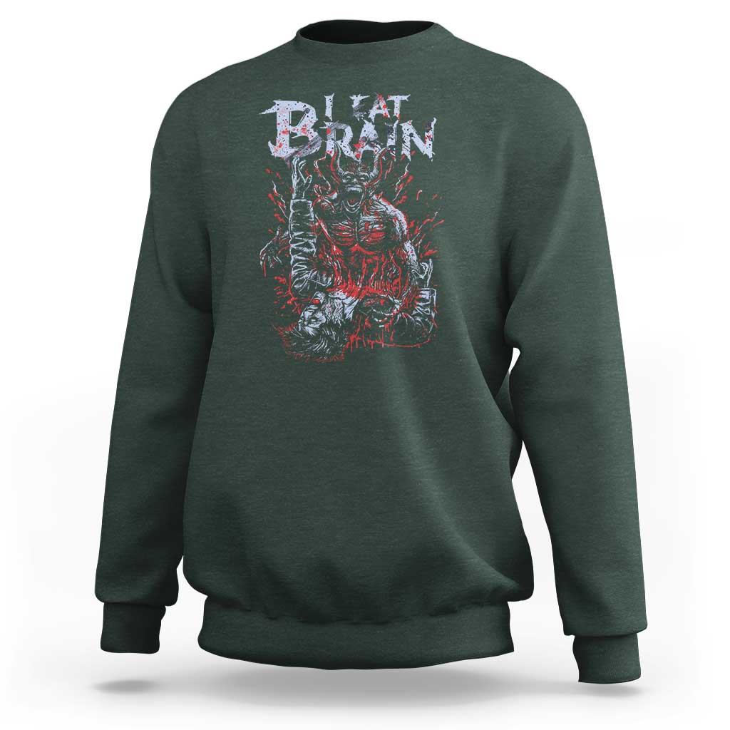 Horror Halloween Sweatshirt Braineater Eat Brain Scary Satan Demon - Wonder Print Shop