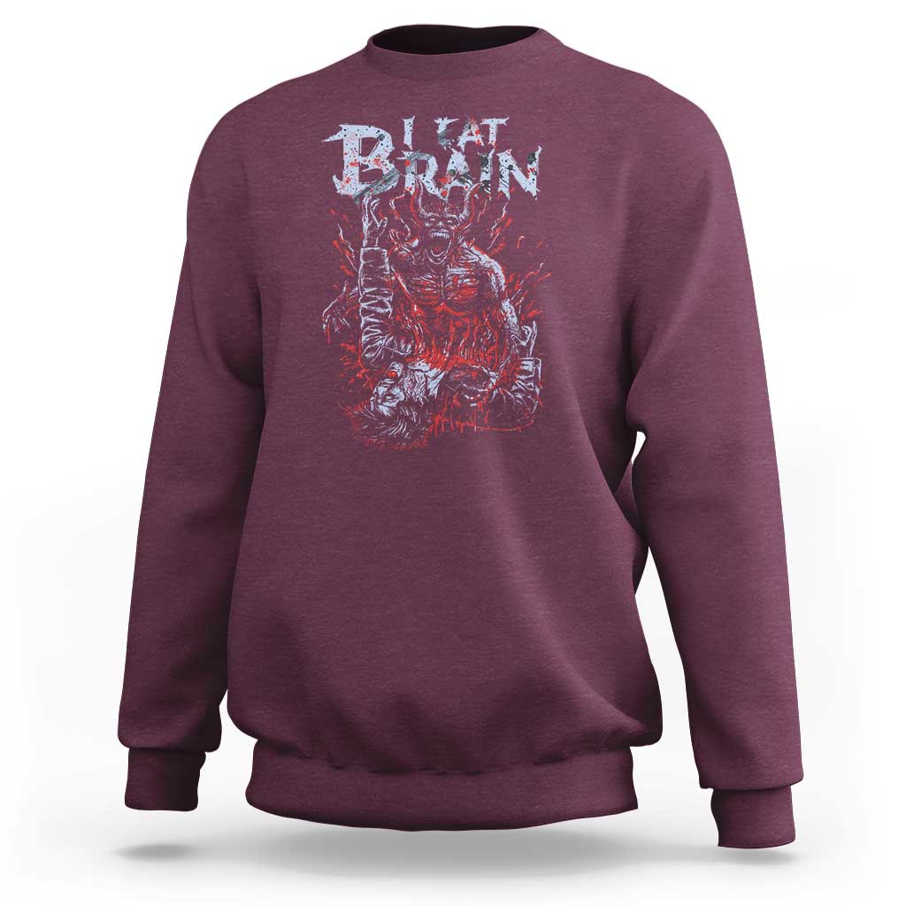 Horror Halloween Sweatshirt Braineater Eat Brain Scary Satan Demon - Wonder Print Shop