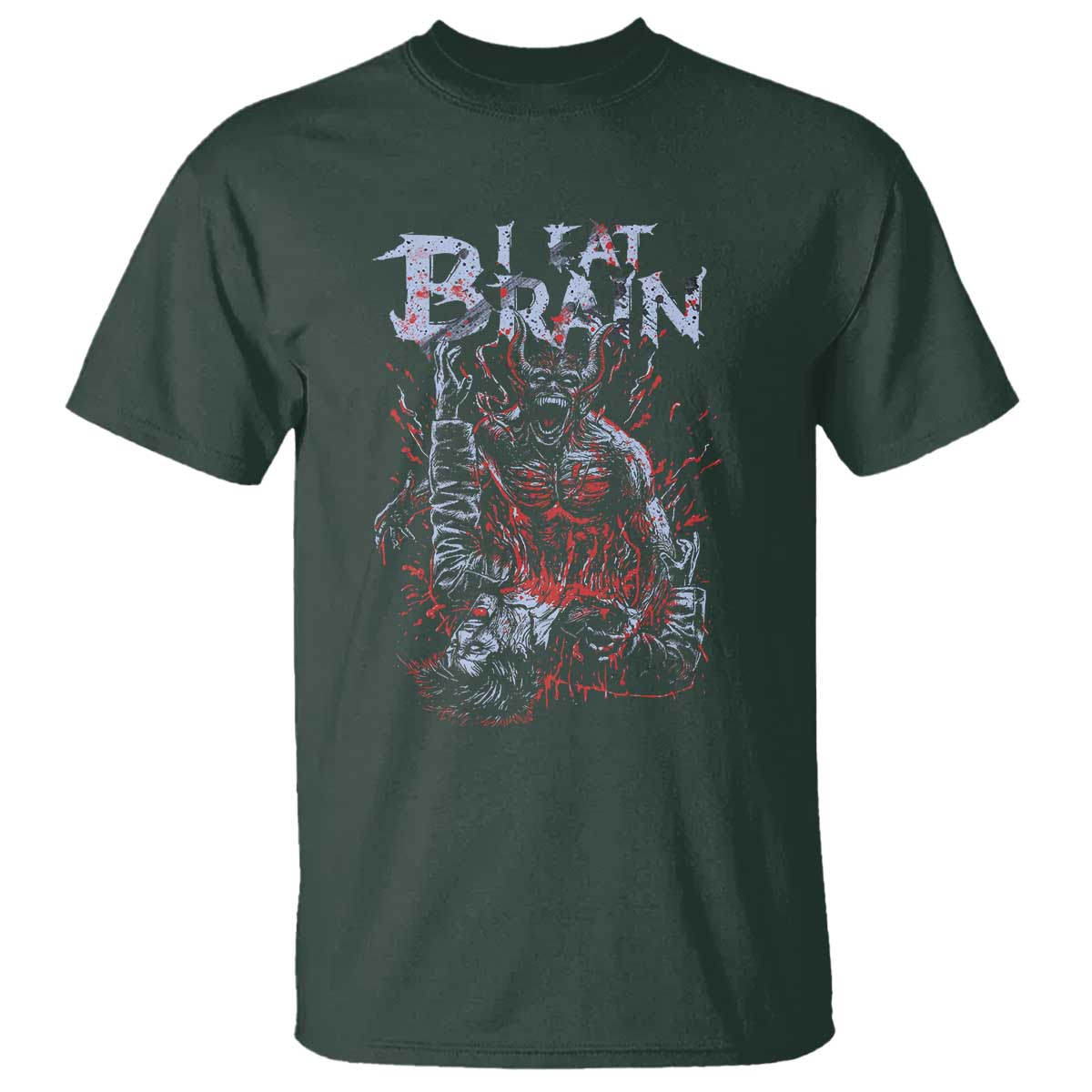 Horror Halloween T Shirt Braineater Eat Brain Scary Satan Demon - Wonder Print Shop