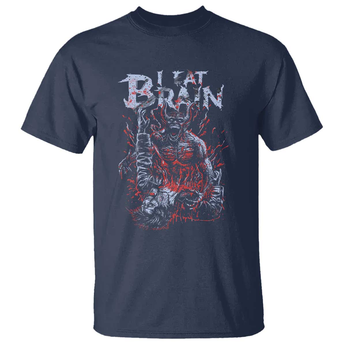 Horror Halloween T Shirt Braineater Eat Brain Scary Satan Demon - Wonder Print Shop
