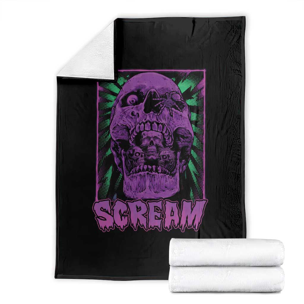 Horror Halloween Throw Blanket Scream Creepy Skull - Wonder Print Shop