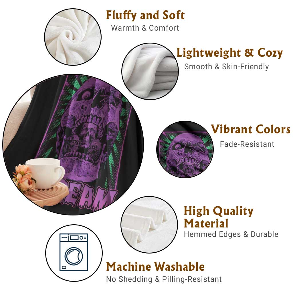 Horror Halloween Throw Blanket Scream Creepy Skull - Wonder Print Shop