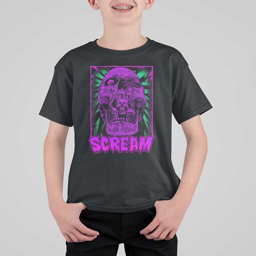 Horror Halloween T Shirt For Kid Scream Creepy Skull - Wonder Print Shop