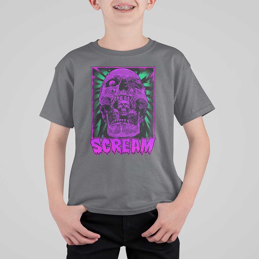 Horror Halloween T Shirt For Kid Scream Creepy Skull - Wonder Print Shop