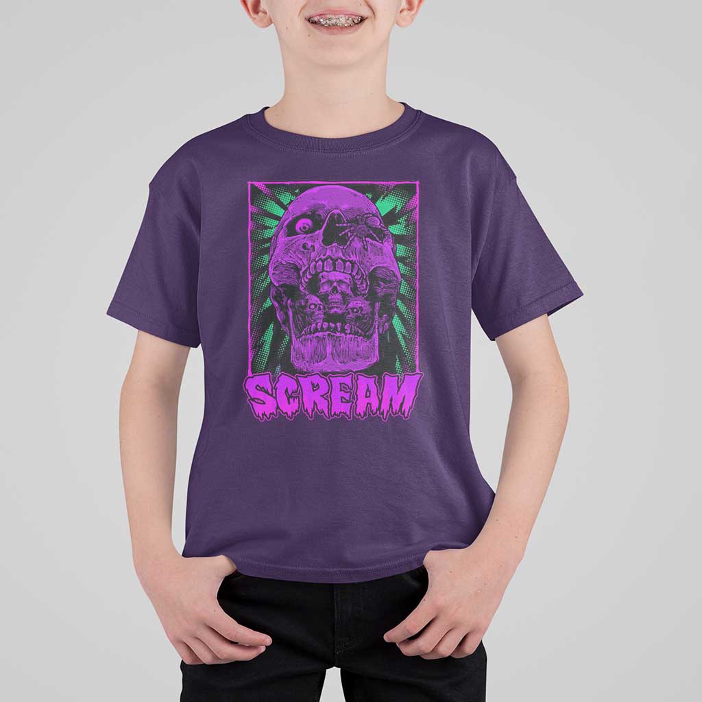 Horror Halloween T Shirt For Kid Scream Creepy Skull - Wonder Print Shop