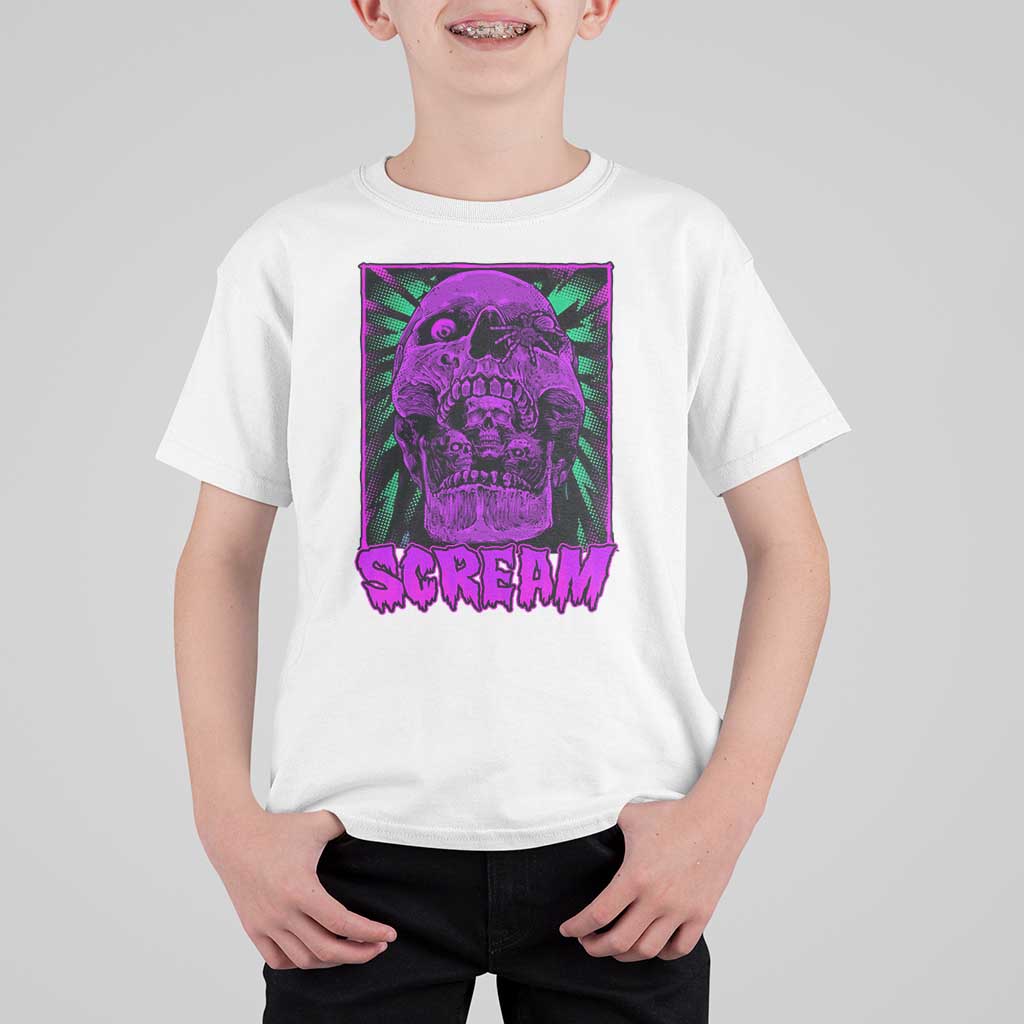Horror Halloween T Shirt For Kid Scream Creepy Skull - Wonder Print Shop