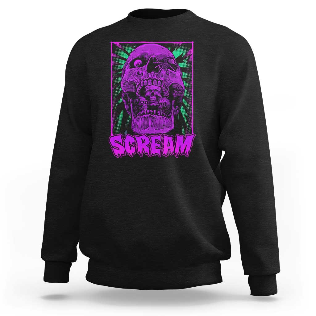 Horror Halloween Sweatshirt Scream Creepy Skull - Wonder Print Shop