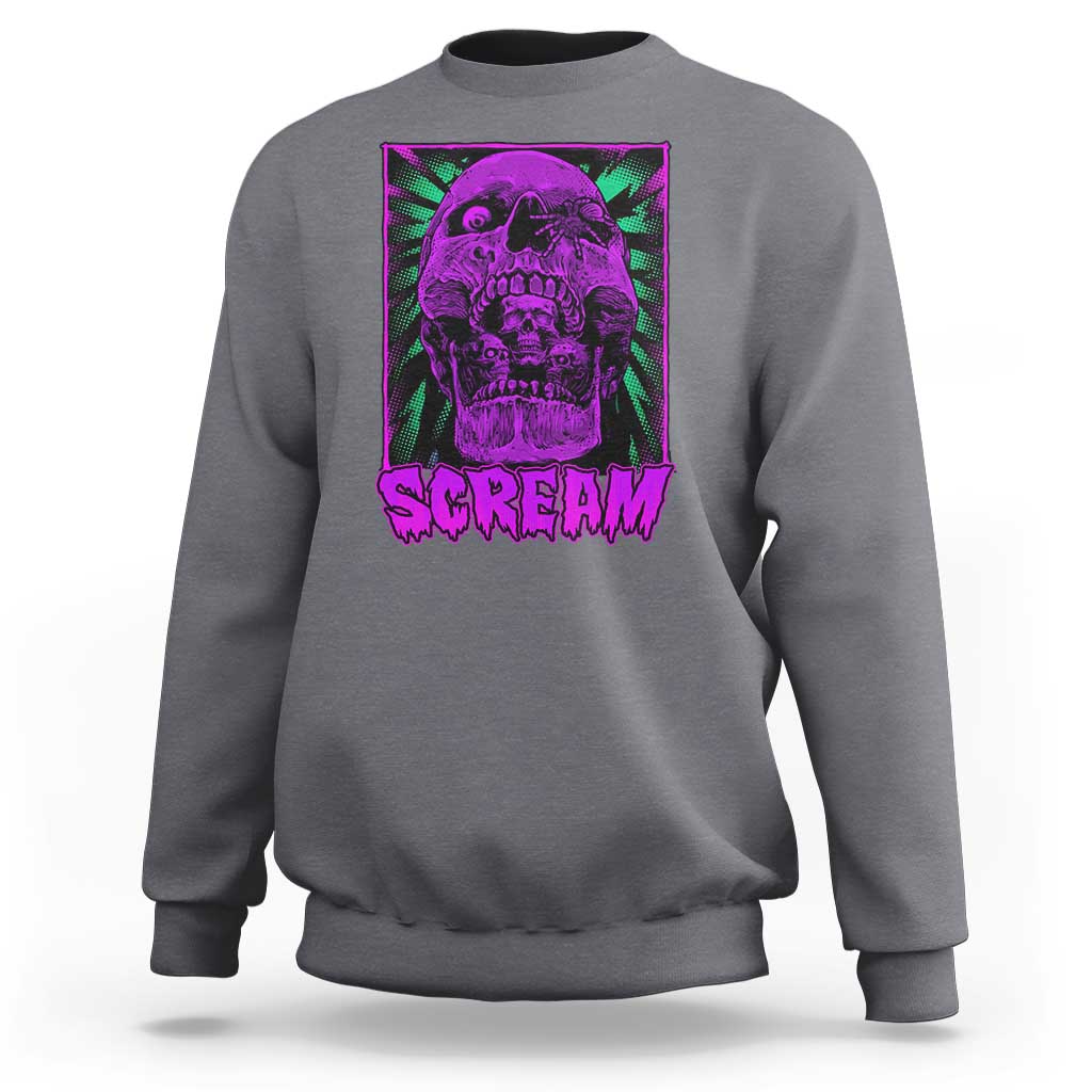 Horror Halloween Sweatshirt Scream Creepy Skull - Wonder Print Shop