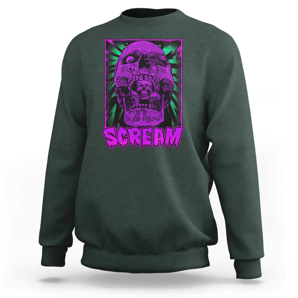 Horror Halloween Sweatshirt Scream Creepy Skull - Wonder Print Shop