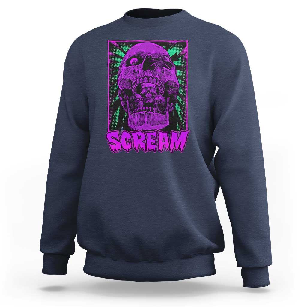 Horror Halloween Sweatshirt Scream Creepy Skull - Wonder Print Shop