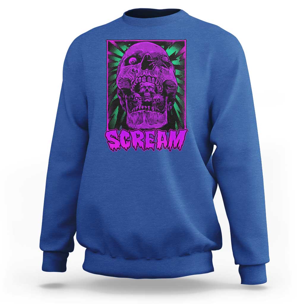 Horror Halloween Sweatshirt Scream Creepy Skull - Wonder Print Shop