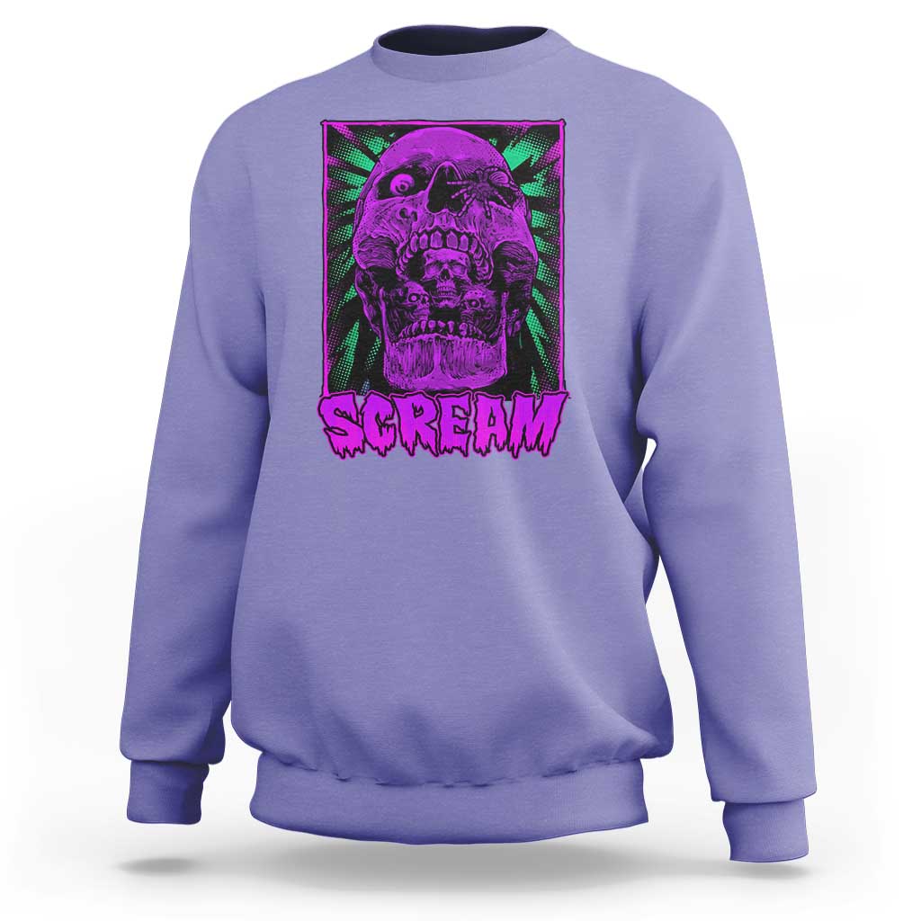 Horror Halloween Sweatshirt Scream Creepy Skull - Wonder Print Shop