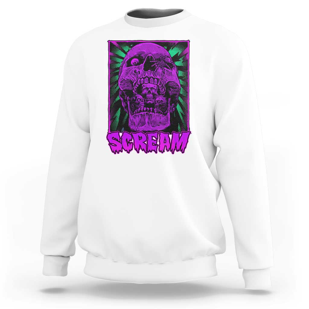 Horror Halloween Sweatshirt Scream Creepy Skull - Wonder Print Shop
