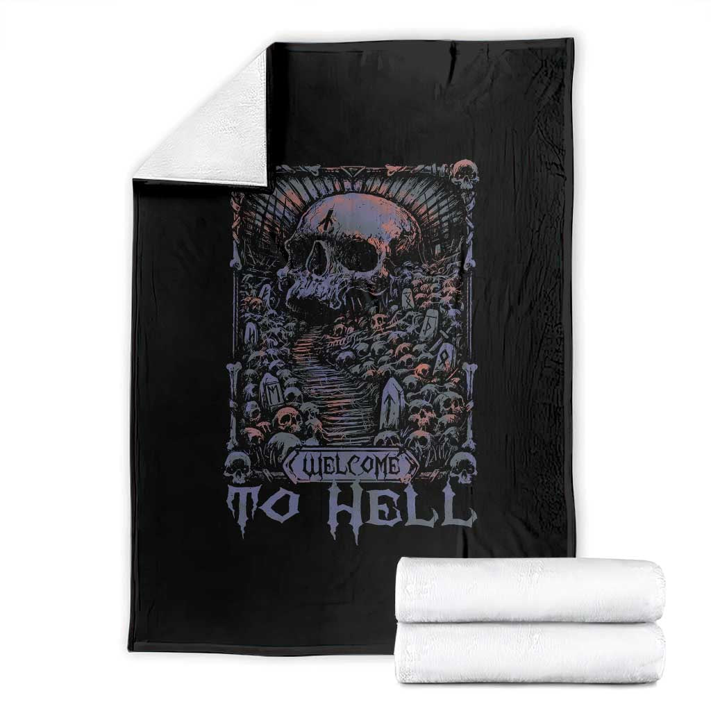 Horror Halloween Throw Blanket Welcome To Hell Creepy Skull - Wonder Print Shop