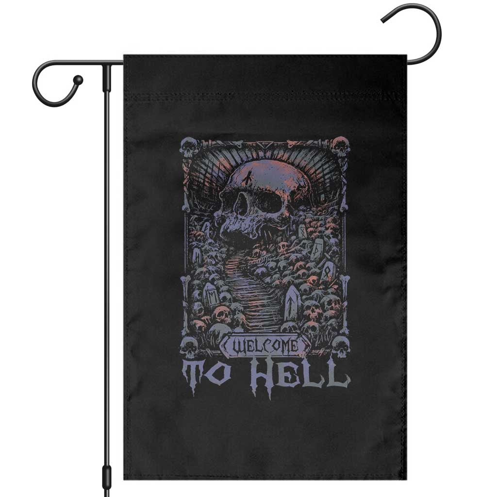 Horror Halloween Garden Flag Welcome To Hell Creepy Skull - Wonder Print Shop