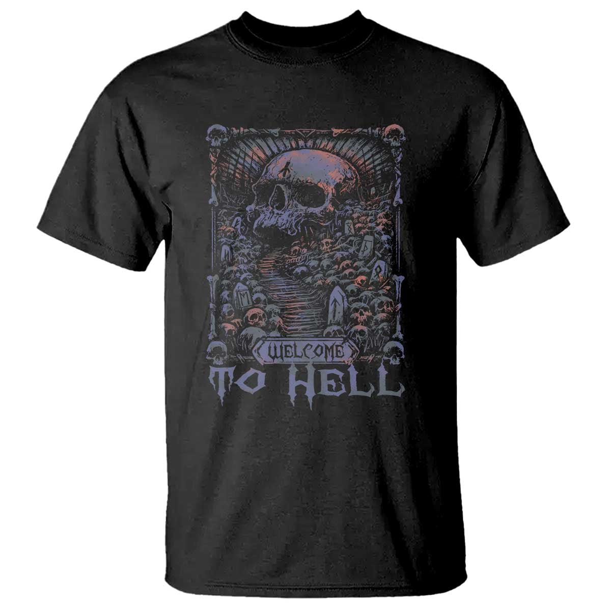 Horror Halloween T Shirt Welcome To Hell Creepy Skull - Wonder Print Shop